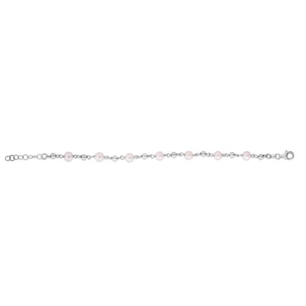 Sterling Silver Rhodium Plated Pearl Bead Bracelet - alternate view 4