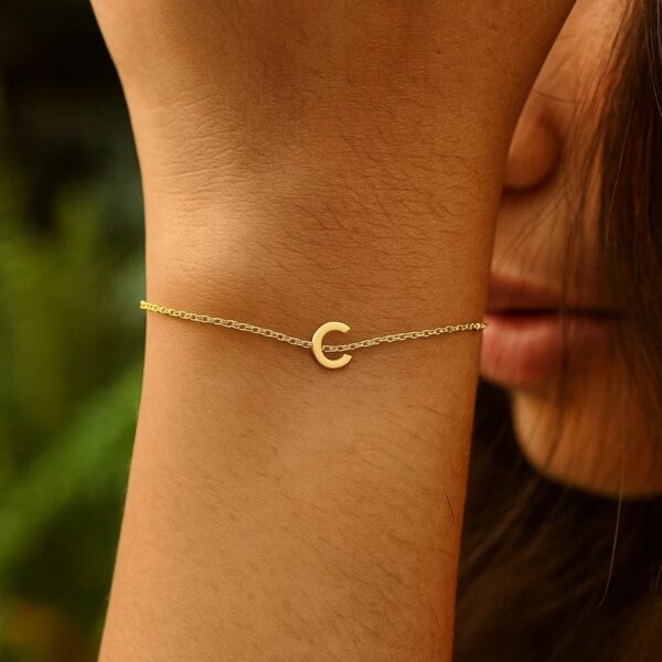 14K Yellow Gold Mini Initial C Bracelet - alternate view 5