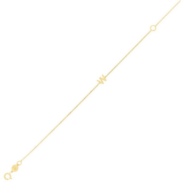 14K Yellow Gold Mini Initial W Bracelet