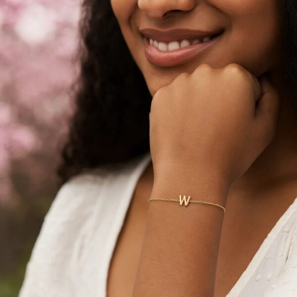 14K Yellow Gold Mini Initial W Bracelet - alternate view 3