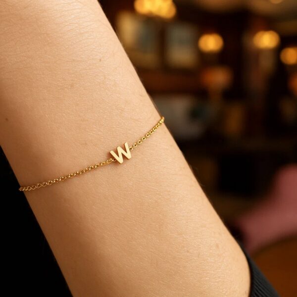 14K Yellow Gold Mini Initial W Bracelet - alternate view 5