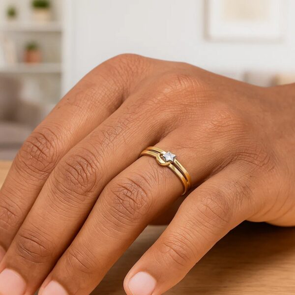 Star &amp; Moon Ring in 10K Two Tone Gold - Two-Tone Gold - alternate view 4