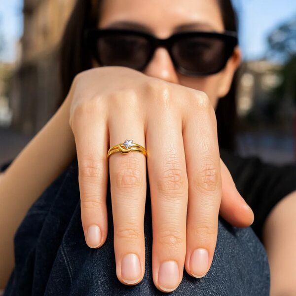 Star &amp; Moon Ring in 10K Two Tone Gold - Two-Tone Gold - alternate view 5
