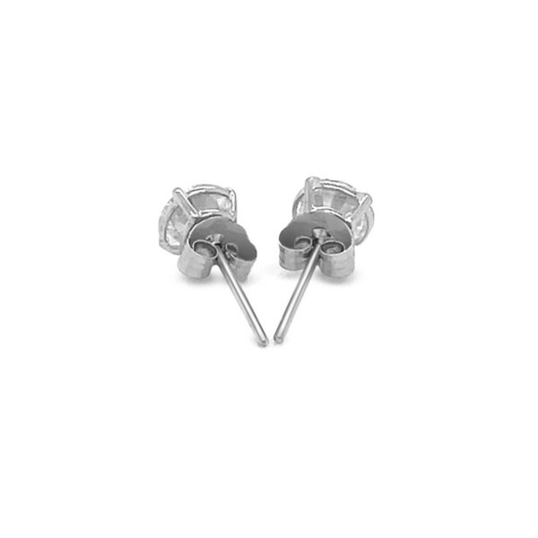 14k White Gold Stud Earrings with White Hue Faceted Cubic Zirconia(5mm) - alternate view 3