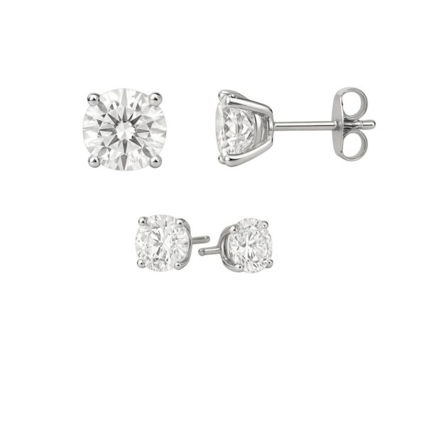 14k White Gold Stud Earrings with White Hue Faceted Cubic Zirconia(5mm) - alternate view 4