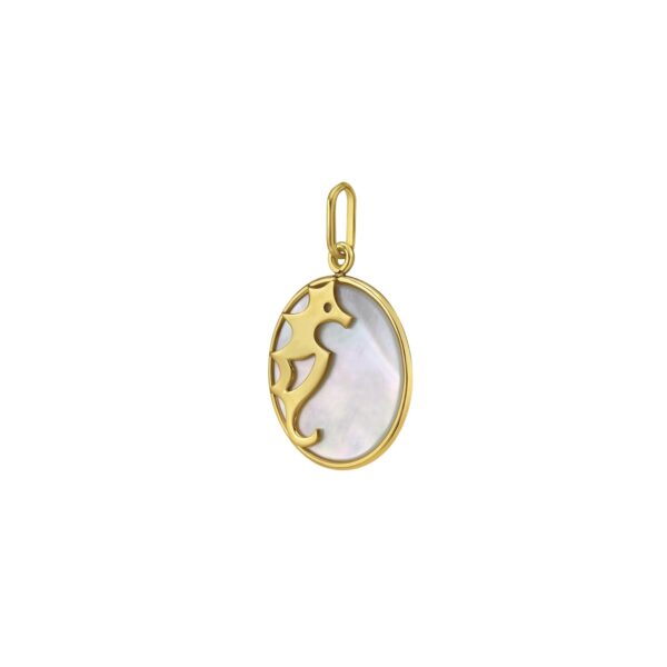 14K Yellow Gold Seahorse MOP Charm Pendant - alternate view 2