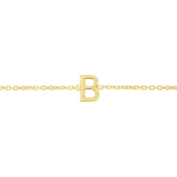 14K Yellow Gold Mini Initial B Bracelet - alternate view 2