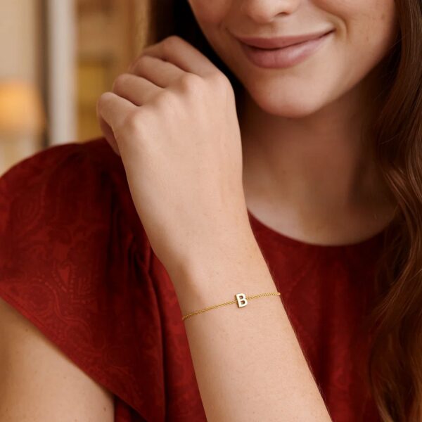 14K Yellow Gold Mini Initial B Bracelet - alternate view 3