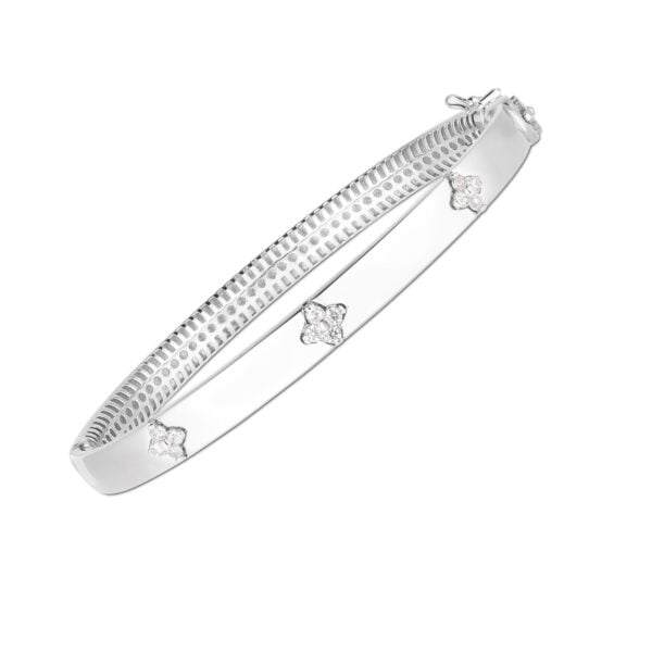 14k White Gold Trilogy Diamond Bangle (5.40 mm) - J