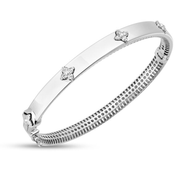 14k White Gold Trilogy Diamond Bangle (5.40 mm) - J - alternate view 2