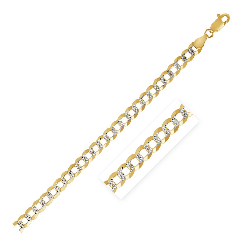 14k Two Tone Gold Pave Curb Chain (3.20 mm) - Two-Tone Gold