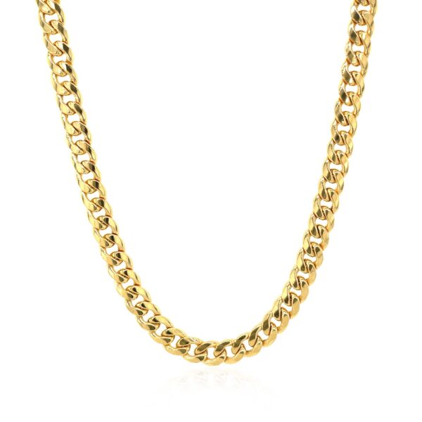 14k Yellow Gold Miami Cuban Semi Solid Chain (4.50 mm) - alternate view 2