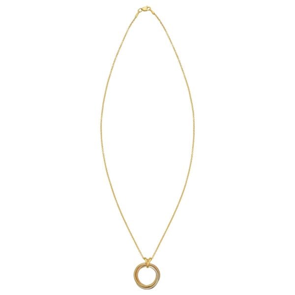 14K Tri Color Gold Interlocking Circle Pendant Necklace - Tri-Color Gold