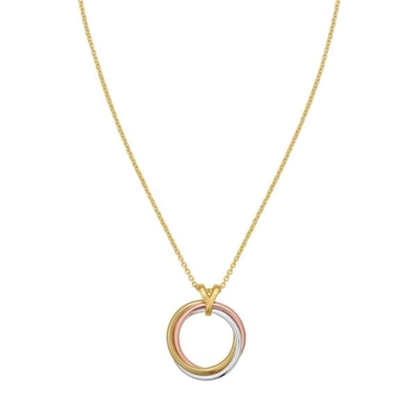 14K Tri Color Gold Interlocking Circle Pendant Necklace - Tri-Color Gold - alternate view 3