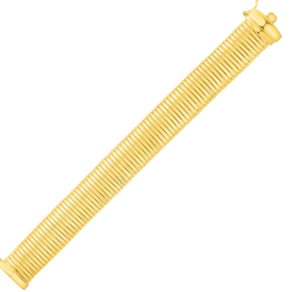 Sterling Silver Yellow Gold Plated Thick Tubogas Bracelet (16.00 mm)