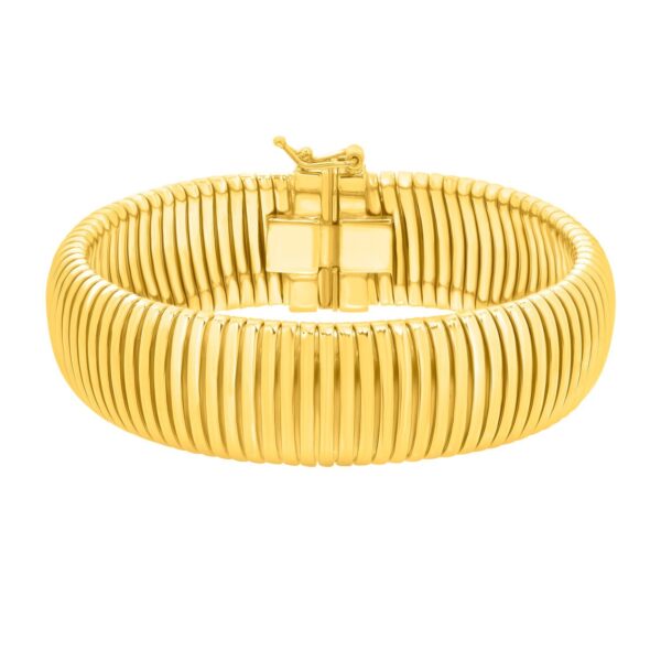 Sterling Silver Yellow Gold Plated Thick Tubogas Bracelet (16.00 mm) - alternate view 3