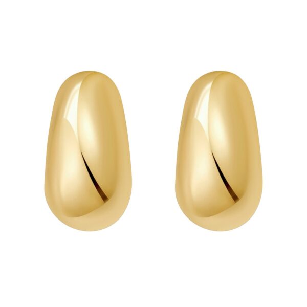 Sterling Silver Yellow Gold Plated Twisted Puff C Hoop Earrings - alternate view 2