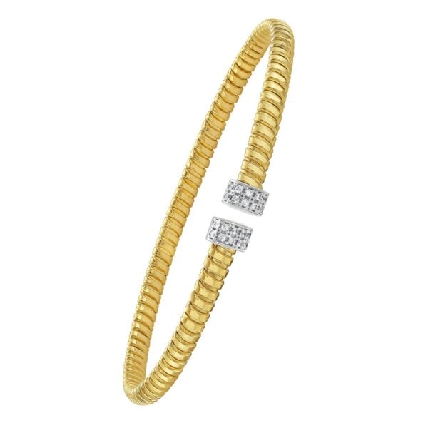 14K Yellow Gold Endcaps Tubogas Cuff Bangle (3.90 mm) - I