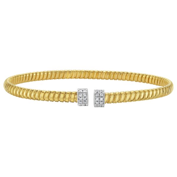 14K Yellow Gold Endcaps Tubogas Cuff Bangle (3.90 mm) - I - alternate view 2
