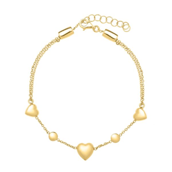14k Yellow Gold Puff Heart Adjustable Anklet - alternate view 3