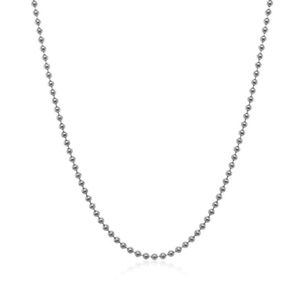 14k White Gold Bead Chain 1.5mm (1.50 mm) - alternate view 2