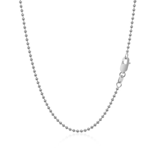 14k White Gold Bead Chain 1.5mm (1.50 mm) - alternate view 3