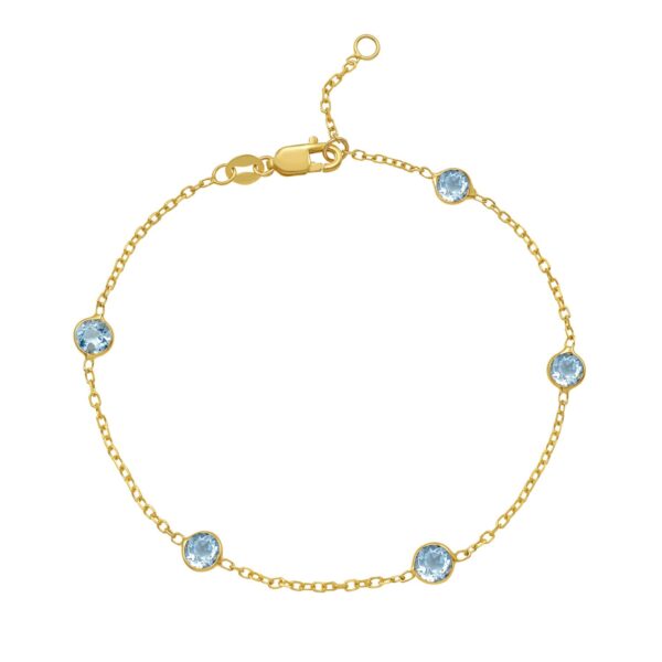 14K Yellow Gold Aqua Station Bracelet - alternate view 2