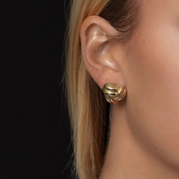 14K Yellow Gold Large Double Knot Earrings - alternate view 4