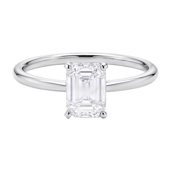 1 Carat Emerald Lab Grown IGI G/VS1 Diamond Solitaire Ring in 10K White Gold - alternate view 3