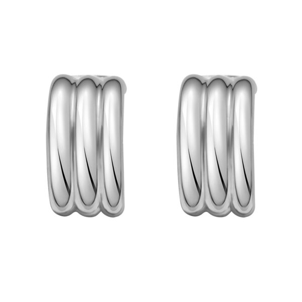 Sterling Silver Triple Row C Hoop Earrings - alternate view 2