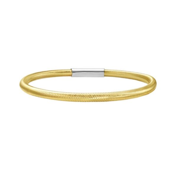 Sterling Silver Gold Plated Basketweave Stretch Bangle - alternate view 2