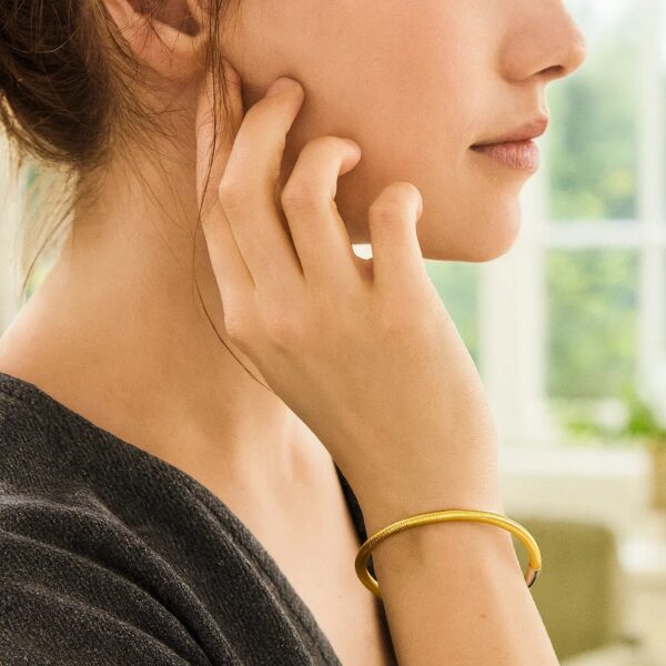 Sterling Silver Gold Plated Basketweave Stretch Bangle - alternate view 3