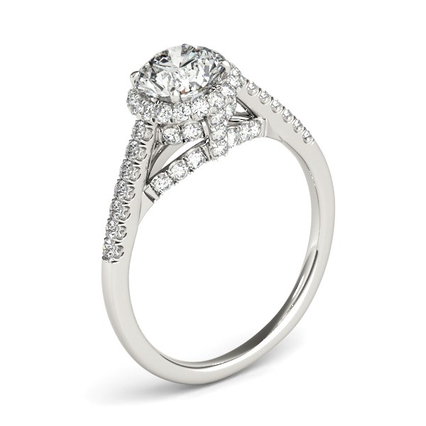 14k White Gold Round Cut Pave Set Shank Diamond Engagement Ring (1 3/8 cttw) - alternate view 2