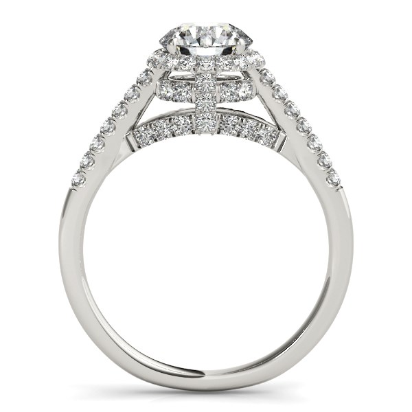 14k White Gold Round Cut Pave Set Shank Diamond Engagement Ring (1 3/8 cttw) - alternate view 3