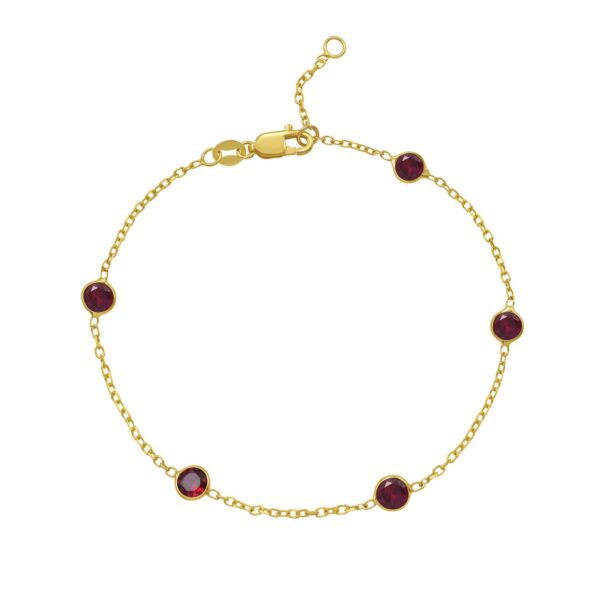 14K Yellow Gold Ruby Station Bracelet - alternate view 2