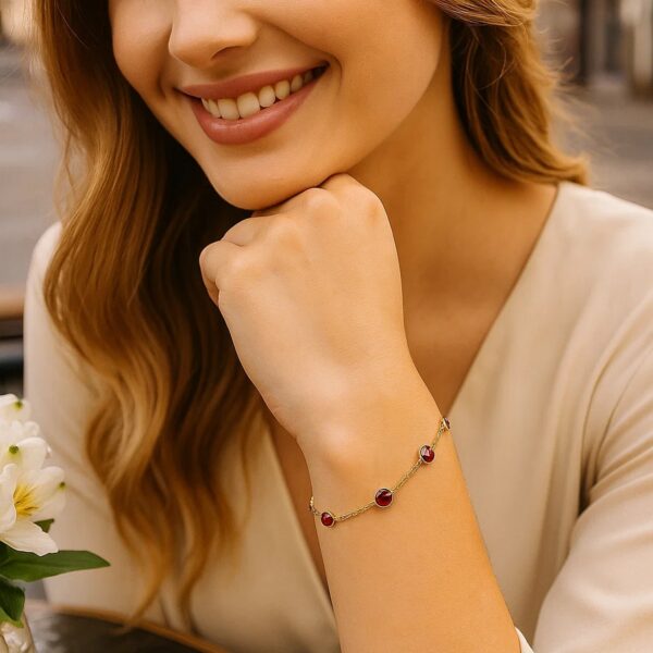 14K Yellow Gold Ruby Station Bracelet - alternate view 4