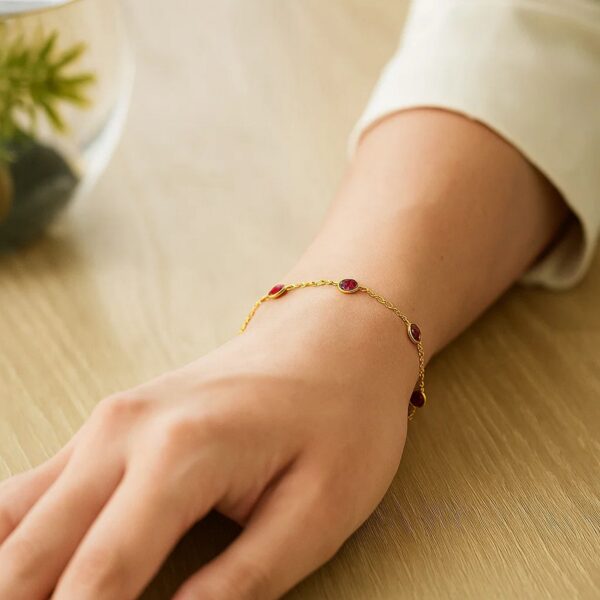 14K Yellow Gold Ruby Station Bracelet - alternate view 5
