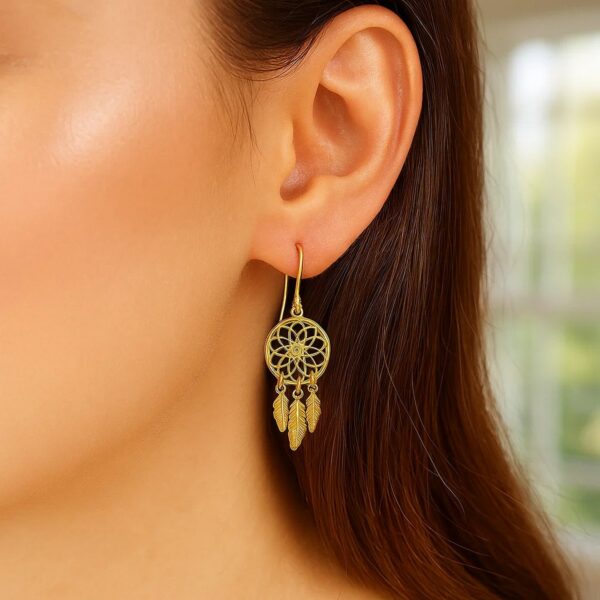 Dream Catcher Earrings in 14k Yellow Gold - alternate view 2