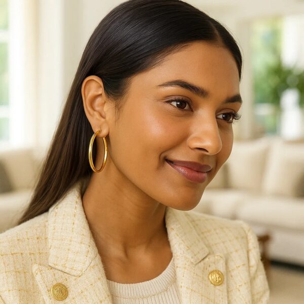 Medium Wedding Hoop Earrings in 14K Yellow Gold - alternate view 3