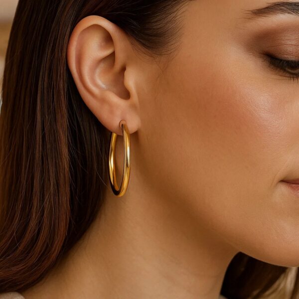 Medium Wedding Hoop Earrings in 14K Yellow Gold - alternate view 4