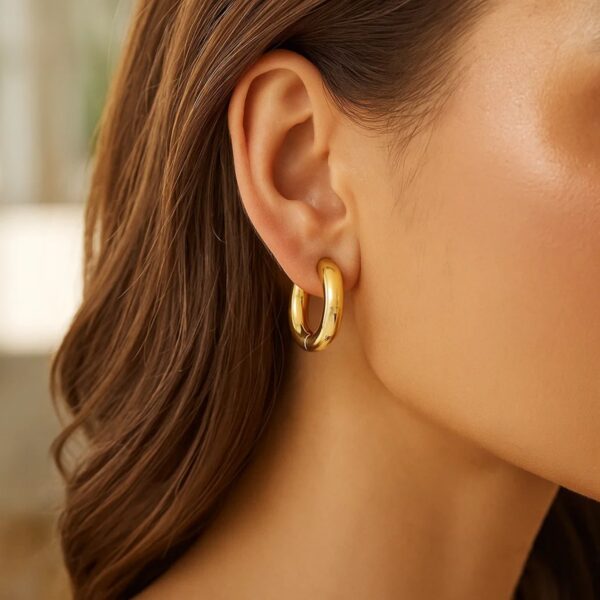 Medium Round Electroform Hoop Earrings in 14K Yellow Gold - alternate view 2