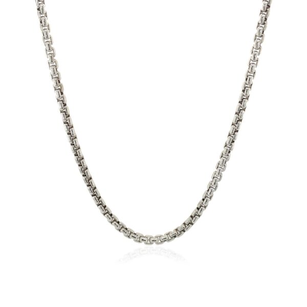 Sterling Silver Rhodium Plated Round Box Chain (1.30 mm) - alternate view 2