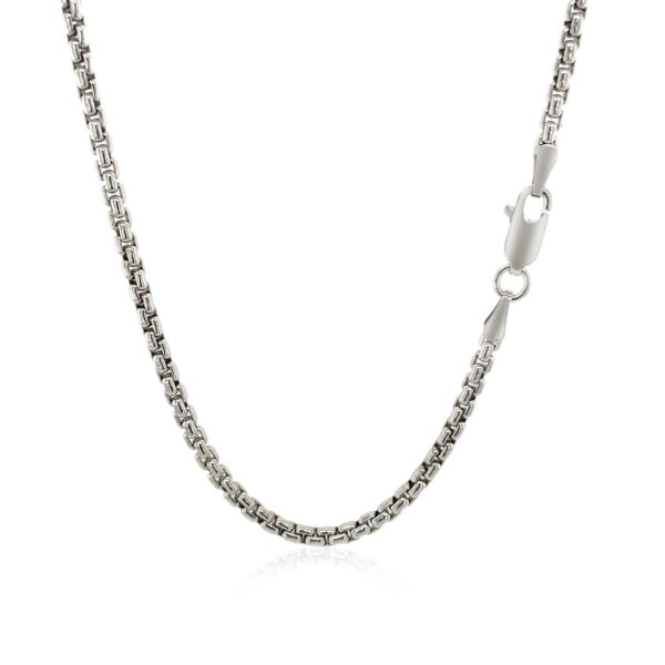 Sterling Silver Rhodium Plated Round Box Chain (1.30 mm) - alternate view 3