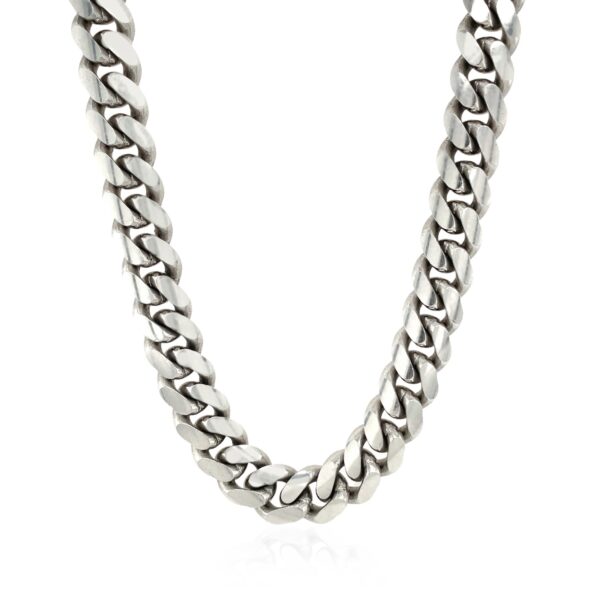 Sterling Silver Rhodium Plated Miami Cuban Chain (9.80 mm) - alternate view 2