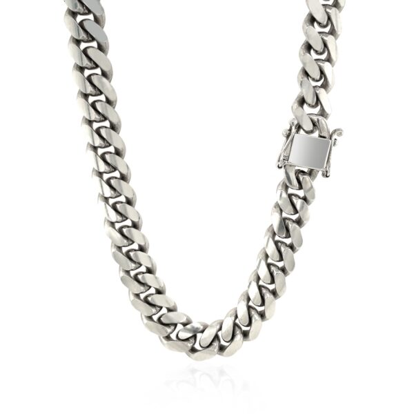 Sterling Silver Rhodium Plated Miami Cuban Chain (9.80 mm) - alternate view 3