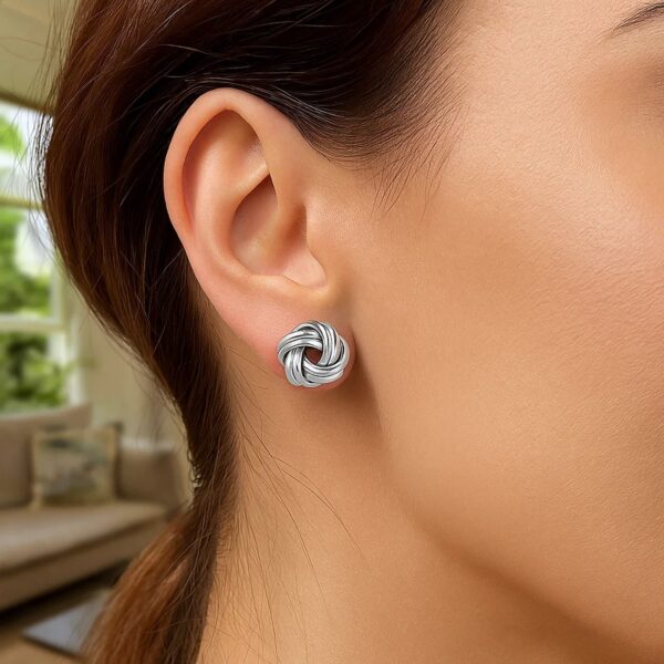 Sterling Silver Polished Two Strand Love Knot Earrings(13mm) - alternate view 2