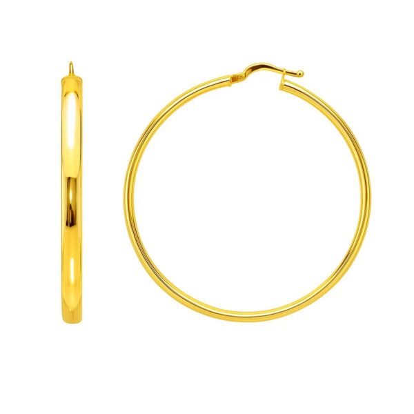 Large Wedding Hoop Earrings in 14K Yellow Gold - alternate view 2