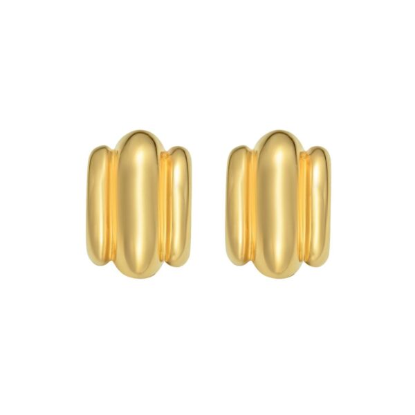 14K Yellow Gold Triple Bar Half Hoop Earrings - alternate view 3