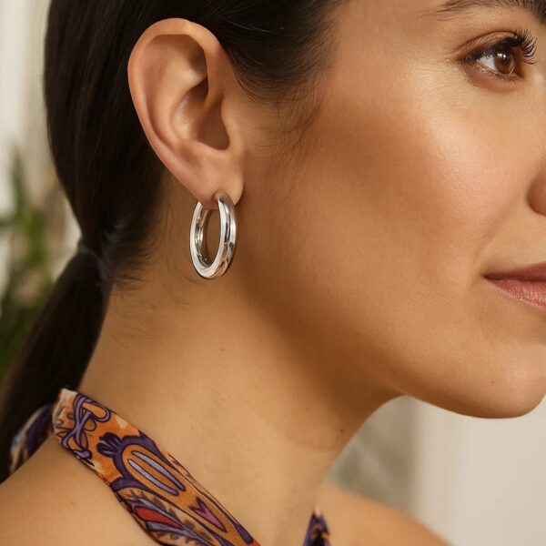 Sterling Silver Classic Round Hoop Earrings - alternate view 4