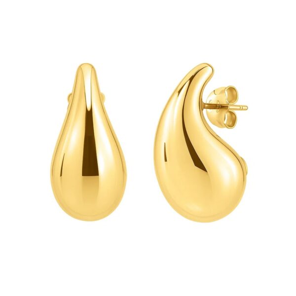 Large Raindrop Stud Earrings in 14K Yellow Gold - alternate view 2